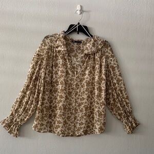 Zara Floral Blouse - Cream and Brown